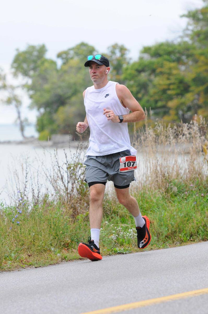 Derek running a race